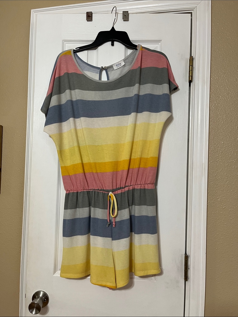 Bluivy Pastel Striped Knit Top in Gray, Blue, Pink